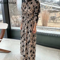 koamissa 2022 spring new floral maxi dresses womens korean elegant long sleeve holiday party dresses lady slim waist vestidos