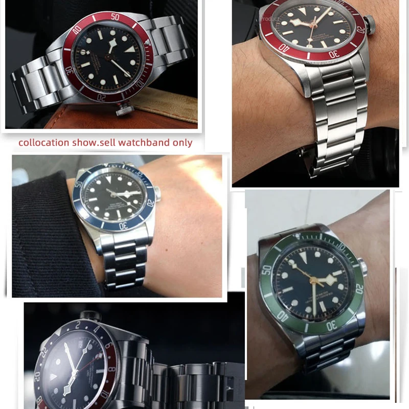 Фото Твердый изогнутый 22 мм для Tudor Black Bay 79230 79730 Heritage Chrono, ремешок для часов без заклепок, ремешок для часов из нержавеющей стали, браслет на запястье №3