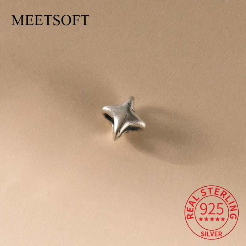 S925 Стерлинговое Серебро винтажные звезды Doji перегородка бусины DIY браслет