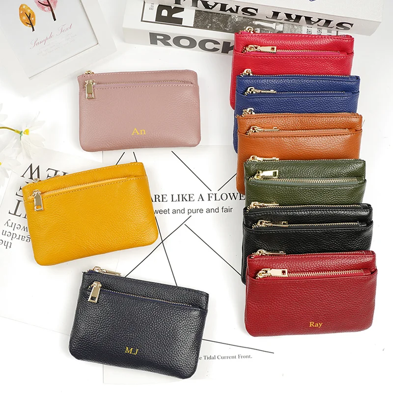 Кошелек из натуральной кожи с именем под заказ роскошный бумажник на молнии