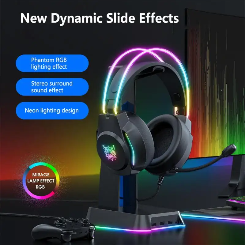 

Игровые наушники RYRA, проводные наушники 3,5 мм, RGB, игровая гарнитура с шумоподавлением и микрофоном для ПК, компьютерных игр