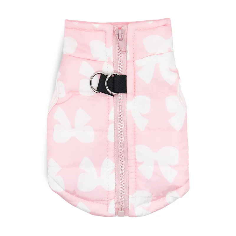 

Dog Clothes Warm Bow Zipper Cotton Padded Jacket Vest Wholesale Autumn and Winter Teddy New Style Dog Clothes for Small Dogs