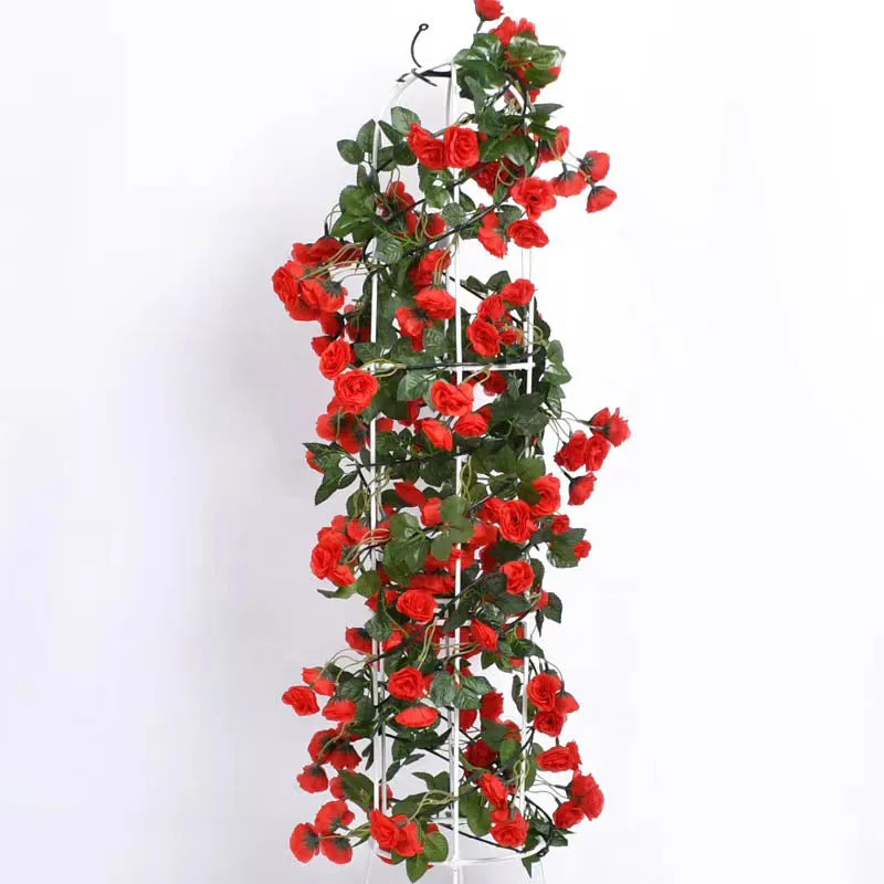 

1.8M 69head Rose Artificial Flowers String Wedding Party Decoration Home Garden Wall Party Arch DIY Decor Fake Flower Vine Plant
