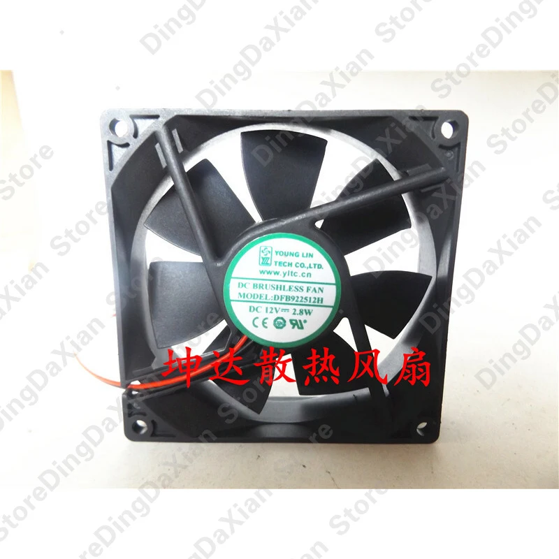Фото Вентилятор охлаждения L+For Yonglin DFB922512H 12V 2.8W 9CM, 2-проводной, с двойным шарикоподшипником, 1 шт. №1