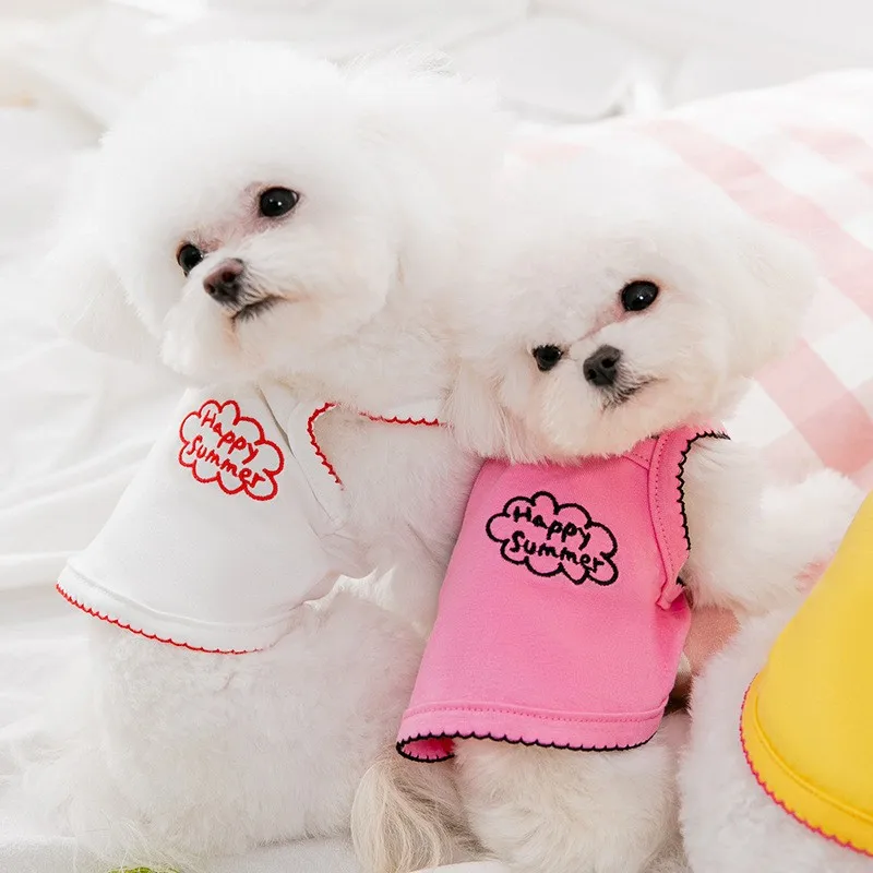 

Summer Happy Pet Dogs Clothes Love Embroidery Cute Dogs Vest For Small Medium Dogs Clothing Chihuahua Yorkshire Ropa Perro