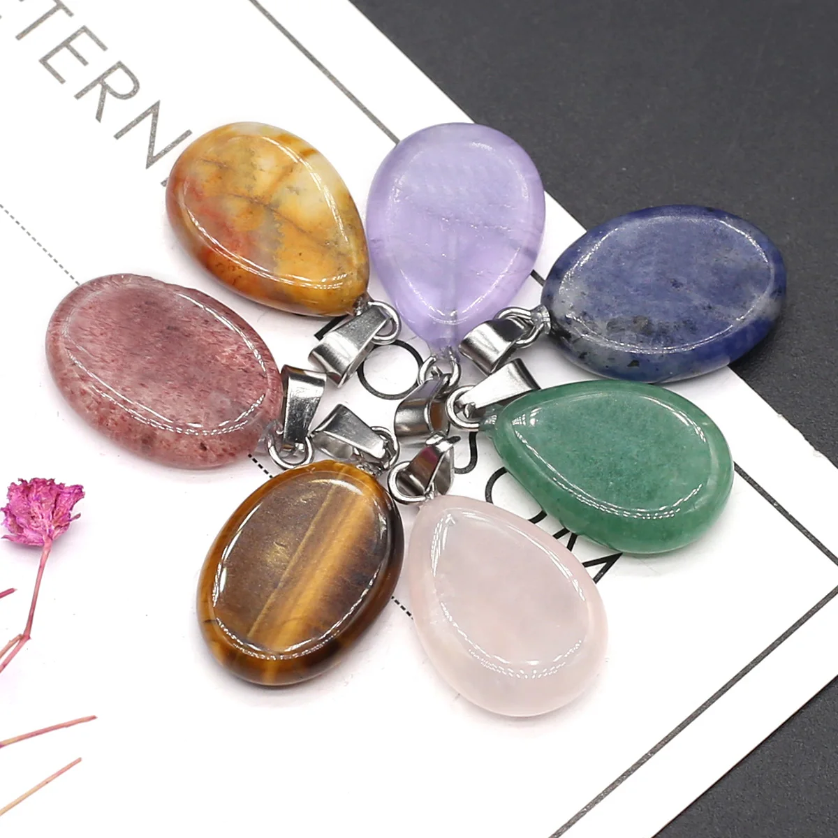 

Natural Stone Pendants Waterdrop Shape Crystal Quartz Agate Stone Charms for Jewelry Making Necklace Earrings