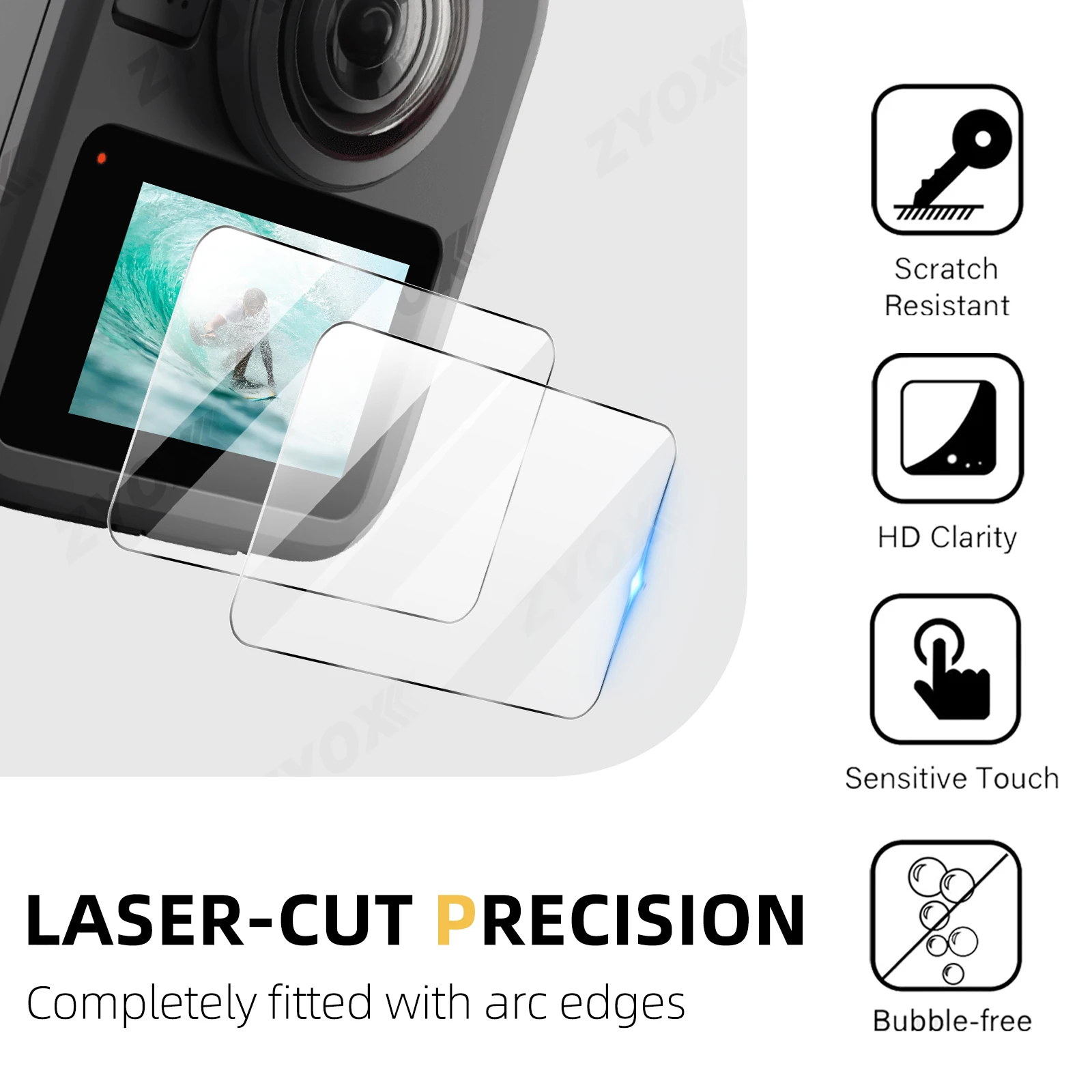 Фото Защитная пленка для экрана GoPro MAX 2, HD прозрачная защитная пленка из закаленного стекла с защитой от царапин и отпечатков пальцев для аксессуаров MAX2 №5