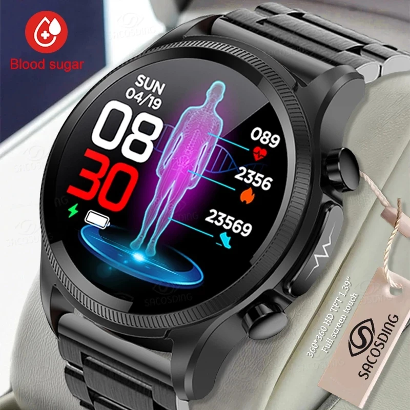 

2023 NEW ECG PPG Sports Smart Watch Mens 360*360 HD Screen Blood Sugar Heart Rate Blood Pressure Monitor Thermometer Smartwatch