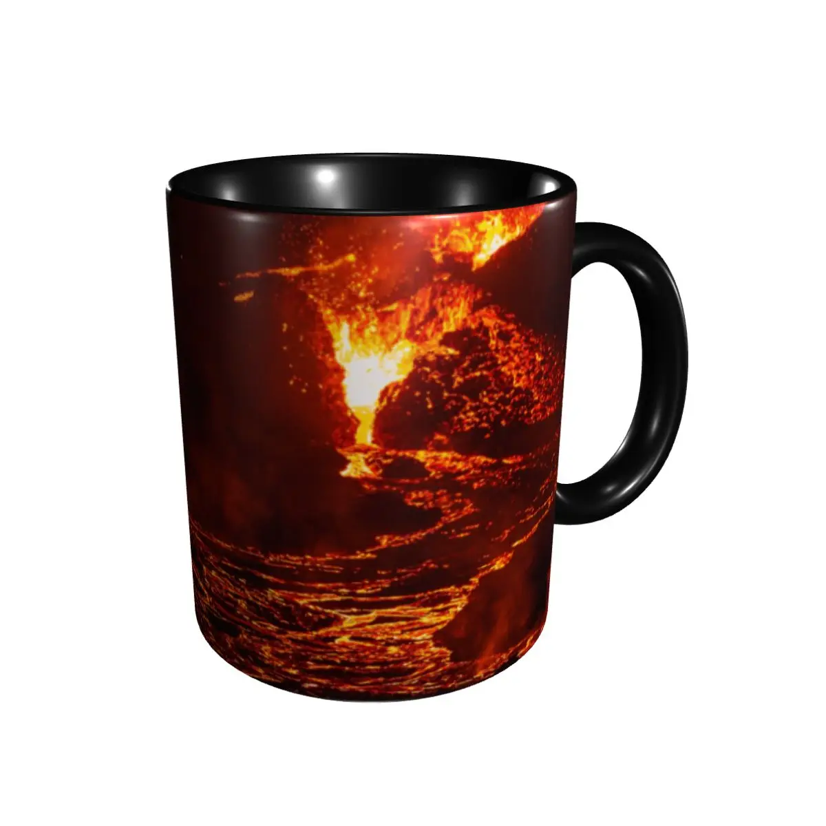 

Promo Lava Crater Flow At Night Iceland Tonga Volcano Mugs premium Cups Mugs Print Humor Graphic Lava coffee cups