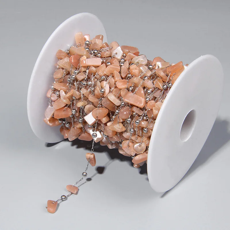 

Irregular Natural Gravel Sun Stone Bead Chain Long Stainless Steel Chain for Jewelry Making Necklace Bracelet Handmade Accessori