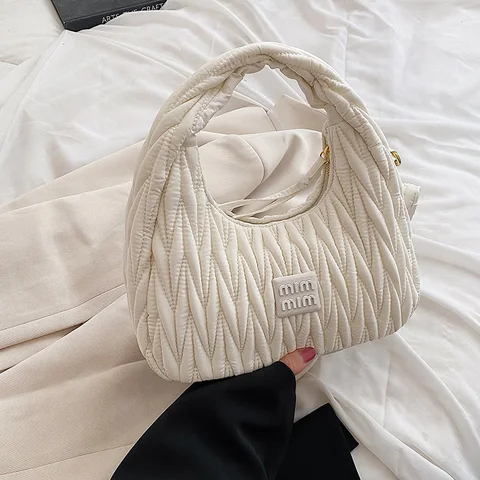 Модная женская сумка-ранец, плиссированные дизайнерские женские сумки 2022, трендовые сумки с вышивкой из ниток и Полумесяца для женщин, роскошные сумки