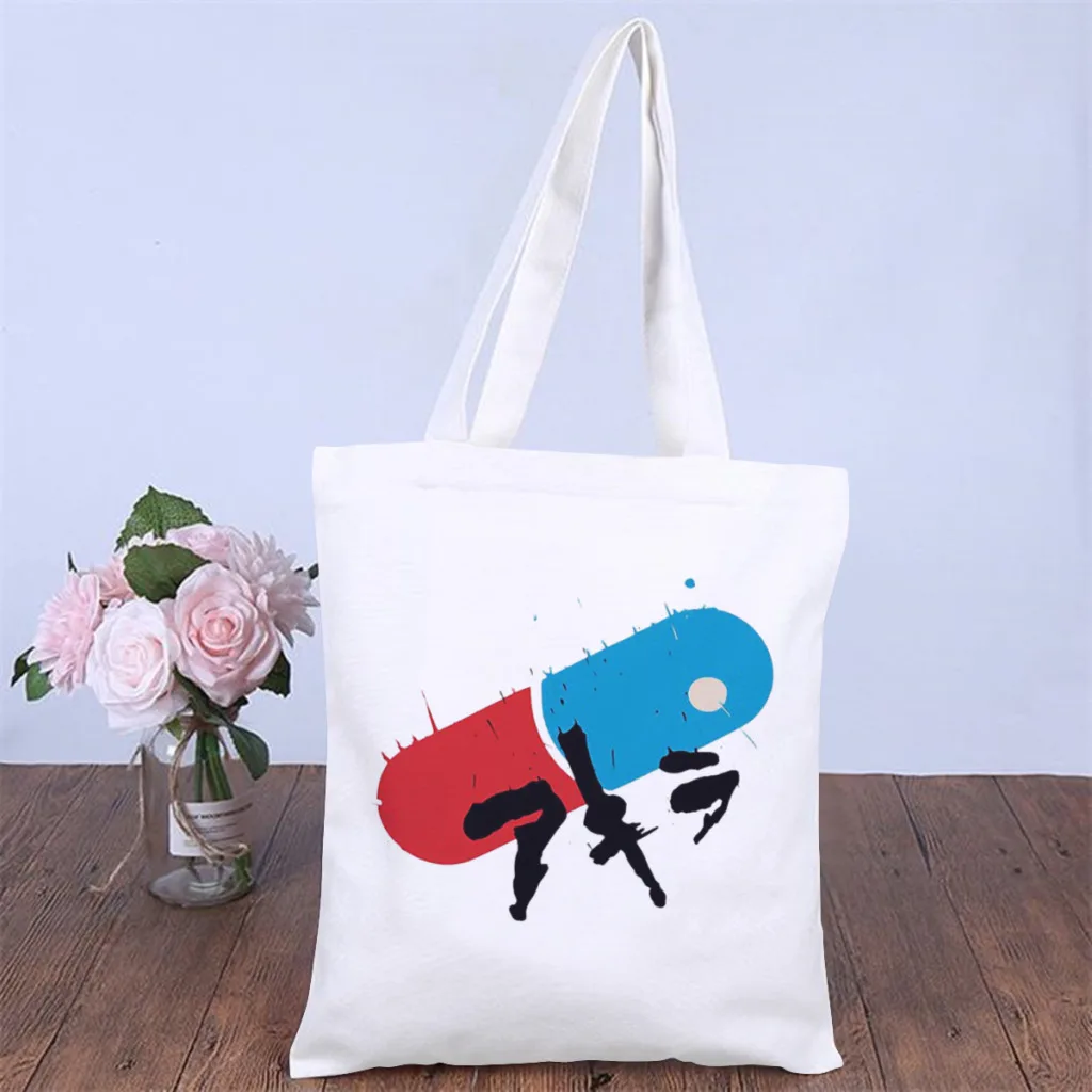 

PillsHandbag Akira 80s Japanese Manga Film Shoulder Canvas Bags Unisex Storage Pocket Shopper HandBags Capacity Pouch Tote Bag