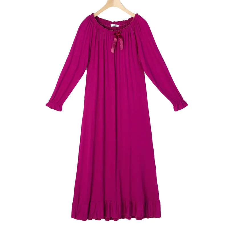 Autumn and Winter Women's Nightdress Long Sleeve Modal Home Service Sleepwear Women Night Gown Sleep Tops Sexy Nightwear