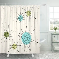 shower curtain mid iconic atomic starbursts century modern sputnik palm springs home bathroom decor polyester fabric waterproof