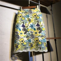 2022 spring fall fashion office lady womens high waist pencil skirt vintage jacquard embroidery knee length skirt