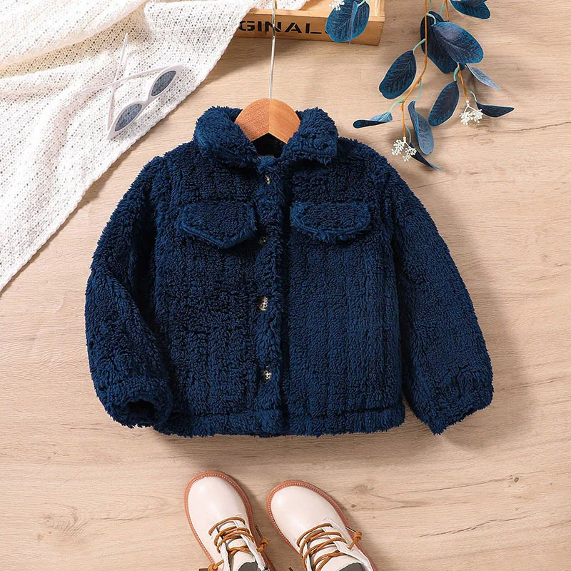 

Новое поступление 2023, весенне-Осенняя детская флисовая синяя одежда с длинным рукавом для мальчиков, пальто