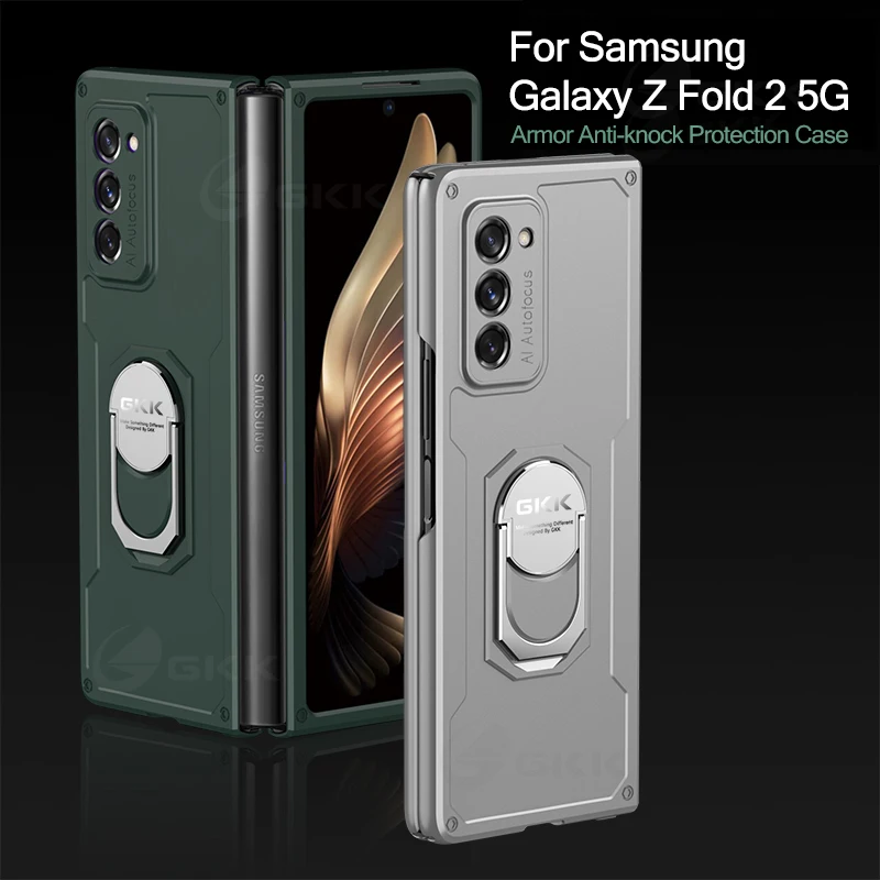 

GKK Armor Anti-knock Case For Samsung Galaxy Z Fold 2 5G Case With Ring Stand Soft TPU Edge Hard Cover For Samsung Galaxy Fold 2