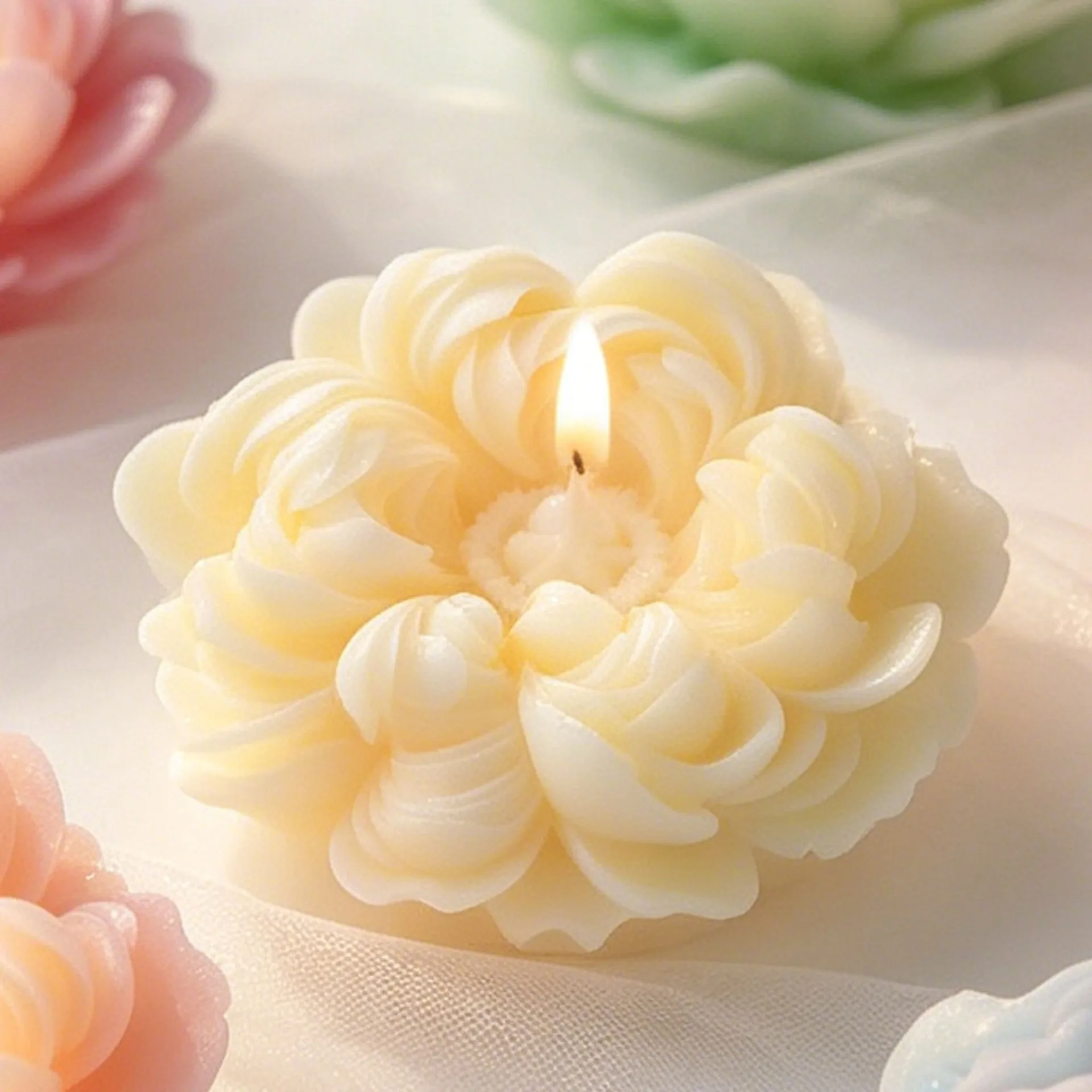 Силиконовая форма DIY для пиона (Paeonia lactiflora Pall) для изготовления подарков ручной работы, ароматических свечей, гипсовых отливок, мыла (art.: 3920db41ae793) - 3920db41ae793