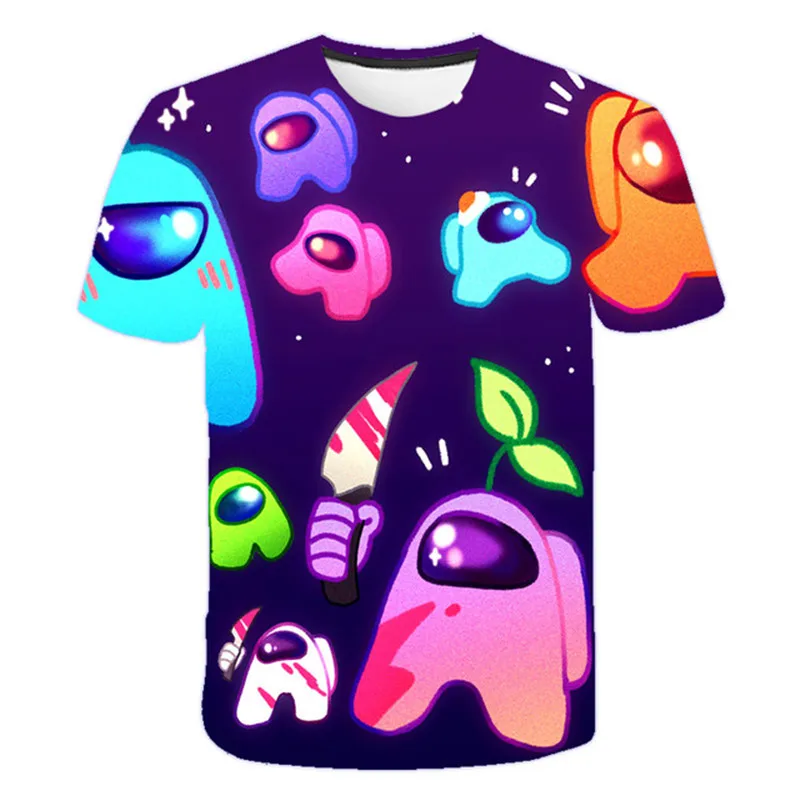 

Новинка, Детская футболка с героями мультфильмов «Игра среди нас», футболка с коротким рукавом и 3D-принтом в стиле Харадзюку, Детская улична...