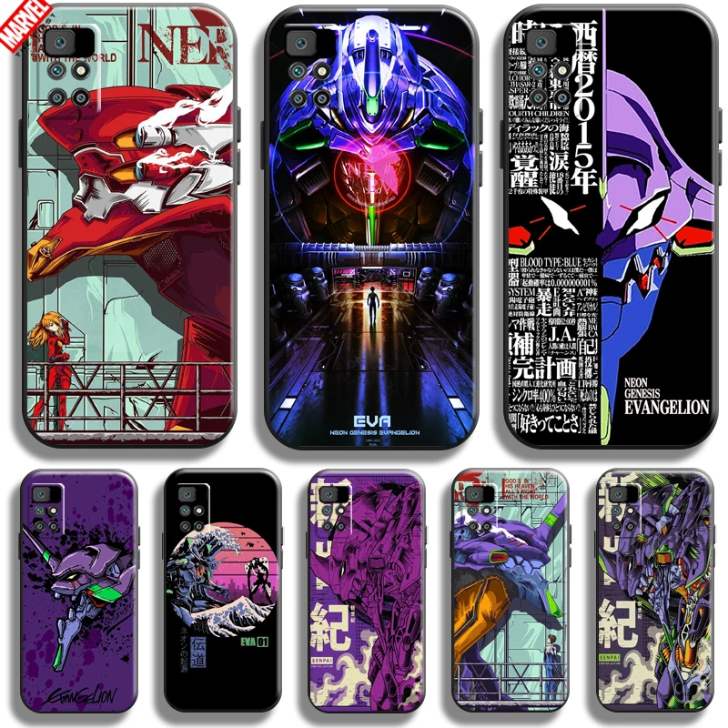 

Neon Genesis Evangelion EVA Anime For Xiaomi Redmi 10 Phone Case Redmi 10 Coque Black Liquid Silicon Carcasa