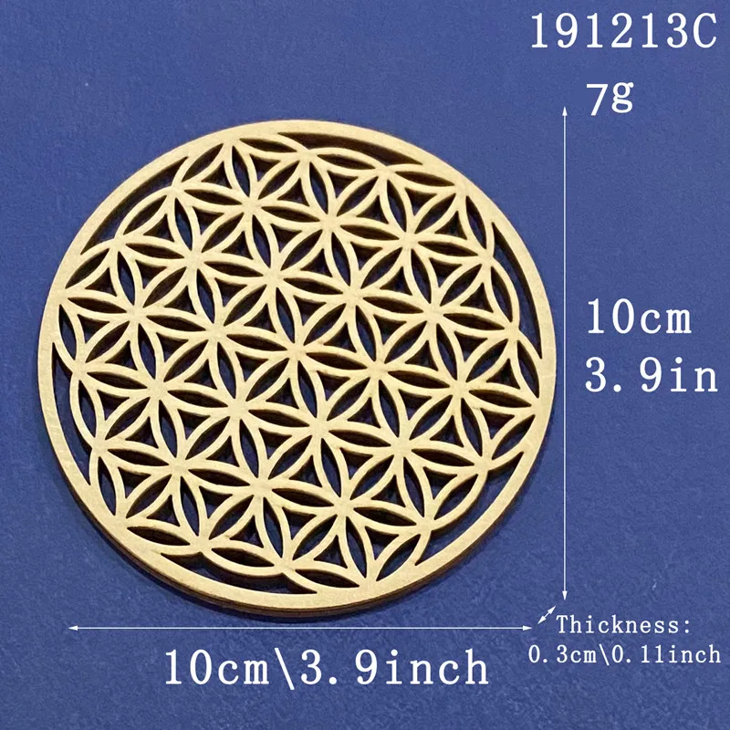 10 шт./лот цветок жизни натуральный символ дерево круглые края резные подставки