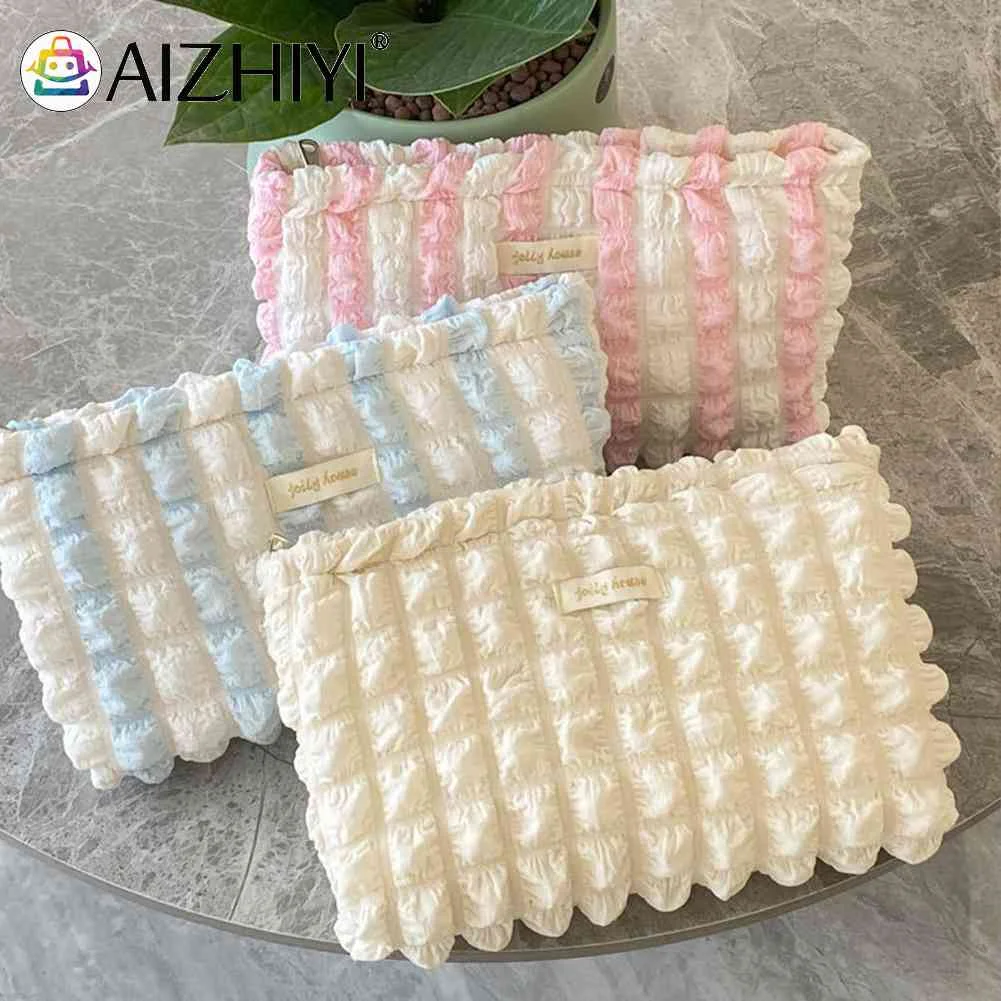 

Женская косметичка, многофункциональный органайзер, клатчи, вместительные портативные Пузырьковые шифоновые простые сумки для выходных и отпуска