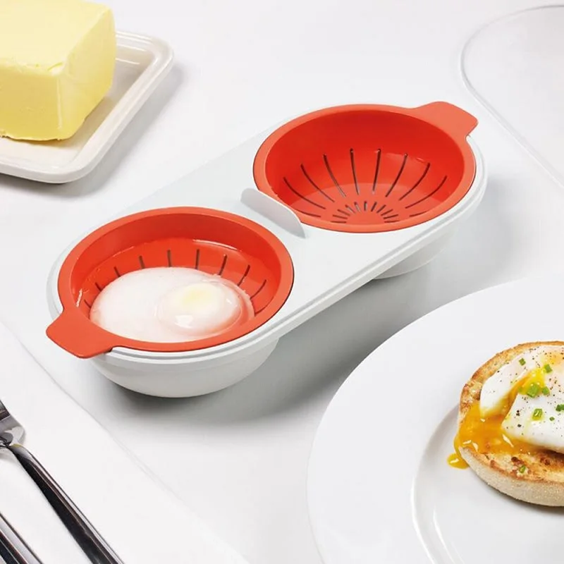 

Microwave Egg Poacher Food Grade Cookware Double Cup Egg Boiler Kitchen Steamed Egg Set Microwave Egg Ovens Cooking Tools