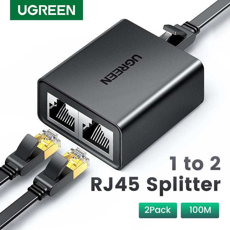 UGREEN RJ45 Splitter 1 to 2 Ethernet Adapter Internet Network Cable Extender RJ45 Connector Coupler for PC TV Box Router Cat6