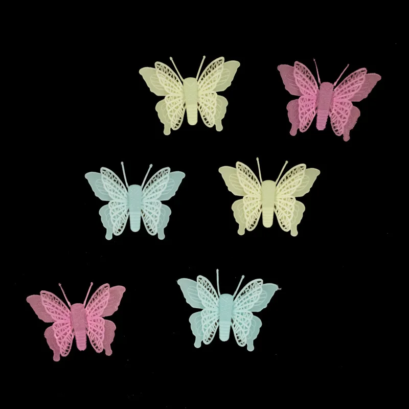 

Diy Butterfly wall stickers 6pcs 7.8cm glow-in-the-dark paste bedroom wall decoration fluorescent paster Luminious sticker decor