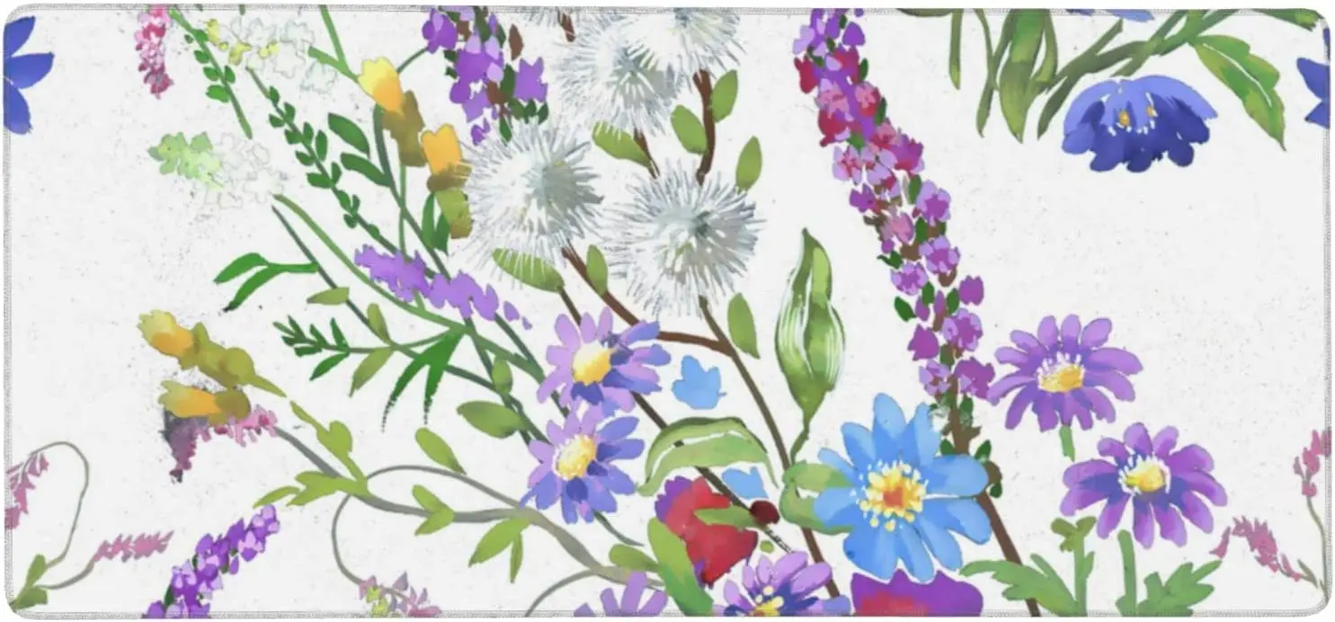 

Colorful Floral Pink Flower Mouse Pad Long Large Gaming Mouse Pad with Stitched Edges Keyboard Mat Desk Mat 35.4 × 15.7 Inches