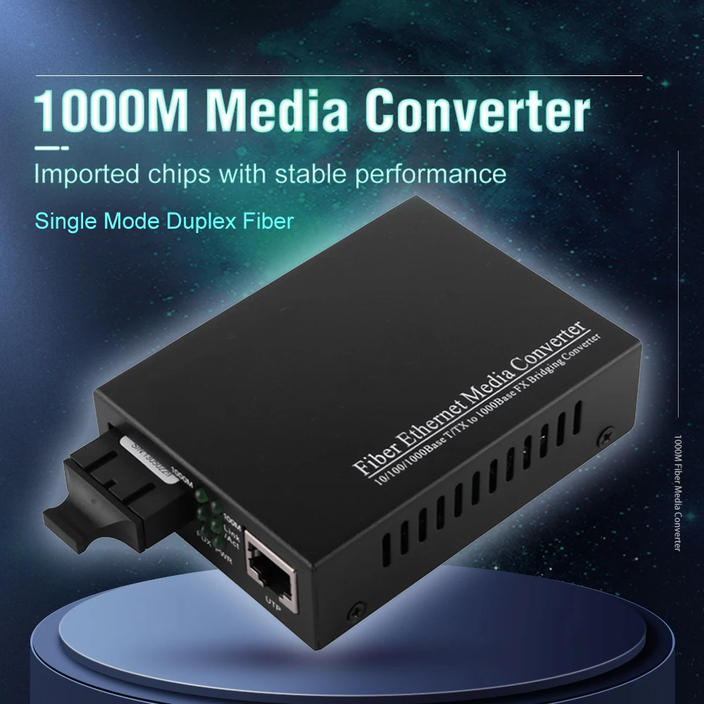 Gigabit Ethernet Fiber Media Converter with a Built-in 1Gb Single Mode Duplex Fiber 10/100/1000M RJ45 To 1000Base-LX Up To 20km