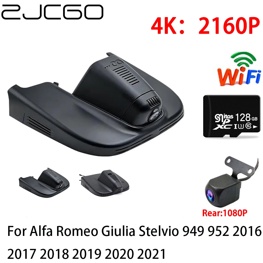 

ZJCGO Car DVR Dash Cam Wifi Front Rear Camera 2 Lens 2K 4K 24h Parking for Alfa Romeo Giulia Stelvio 949 952 2016~2021