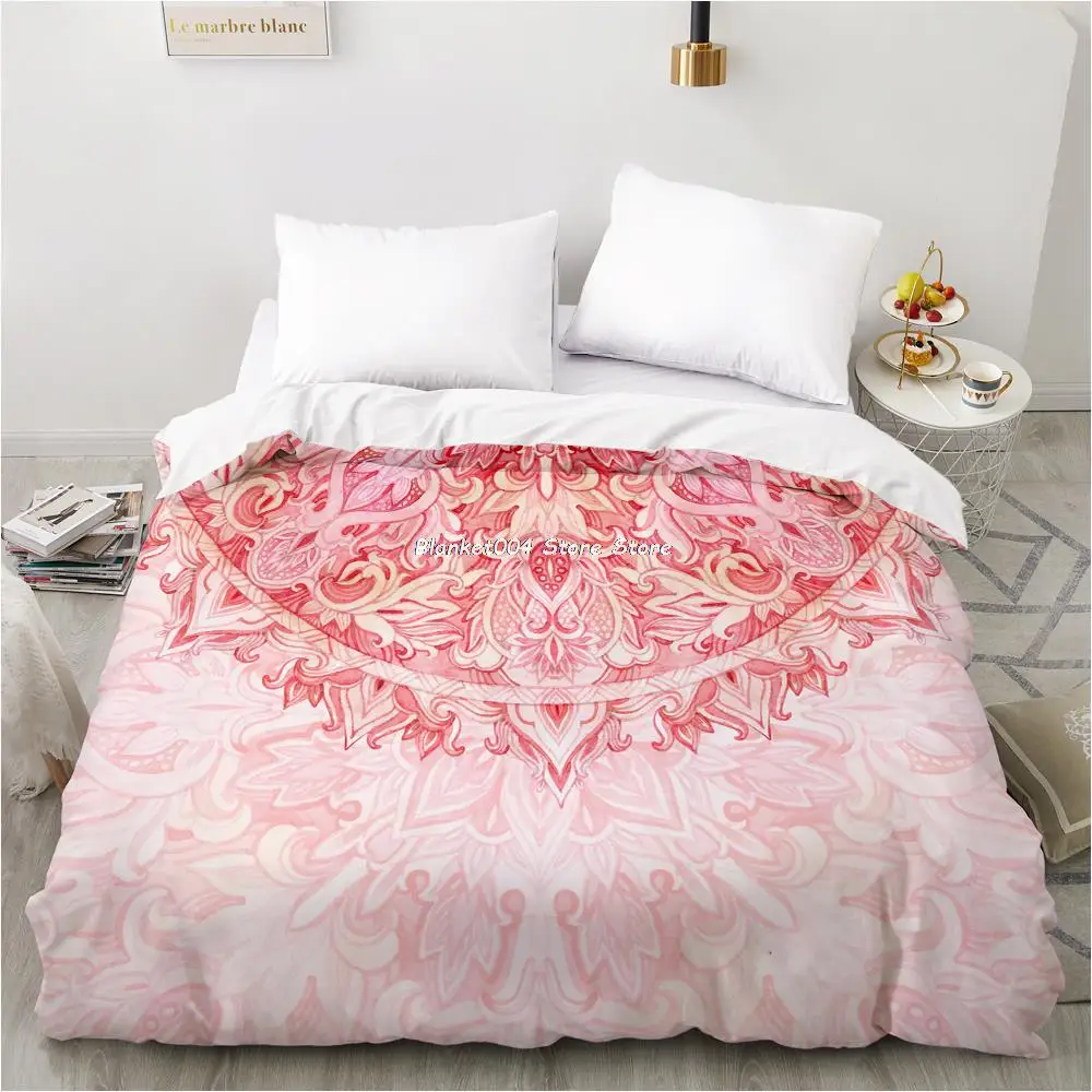 

3D Duvet cover Quilt/Blanket/Comfortable Case Luxury Bedding 135 140x200 150x200 200x220 for Home Nordic mandala Light red