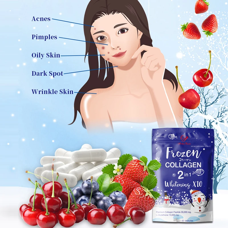 

60 Pills Frozen Collagen 2 In 1 Peptide Capsule Repair Reduce Wrinkles Eliminate Acne Beautify Skin Beauty Health Food