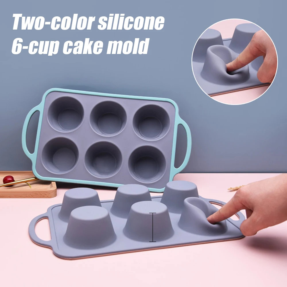 

Силиконовая форма для выпечки, 6 ячеек, устойчивая к высоким и низким температурам, для кухонных аксессуаров C44