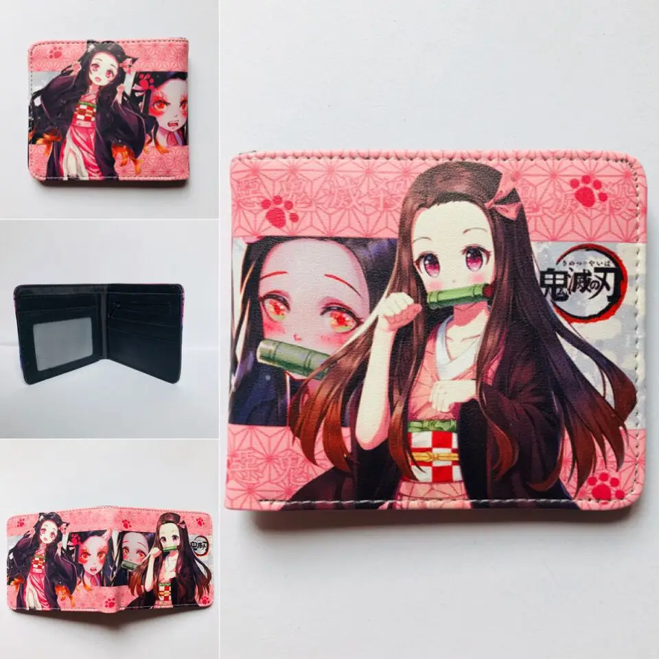 

Demon Slayer Peripheral Short Wallet Cartoon Printing Student Men's and Women's Coin Purse PU Leather Wallet