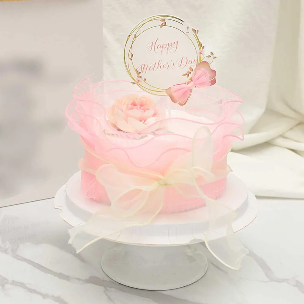 

1 pcs Happy Mother's Day Cake Toppers Pink Heart Flower Decoration Mothers Day Gift Birthday Party Cake Dessert Decor Supplies