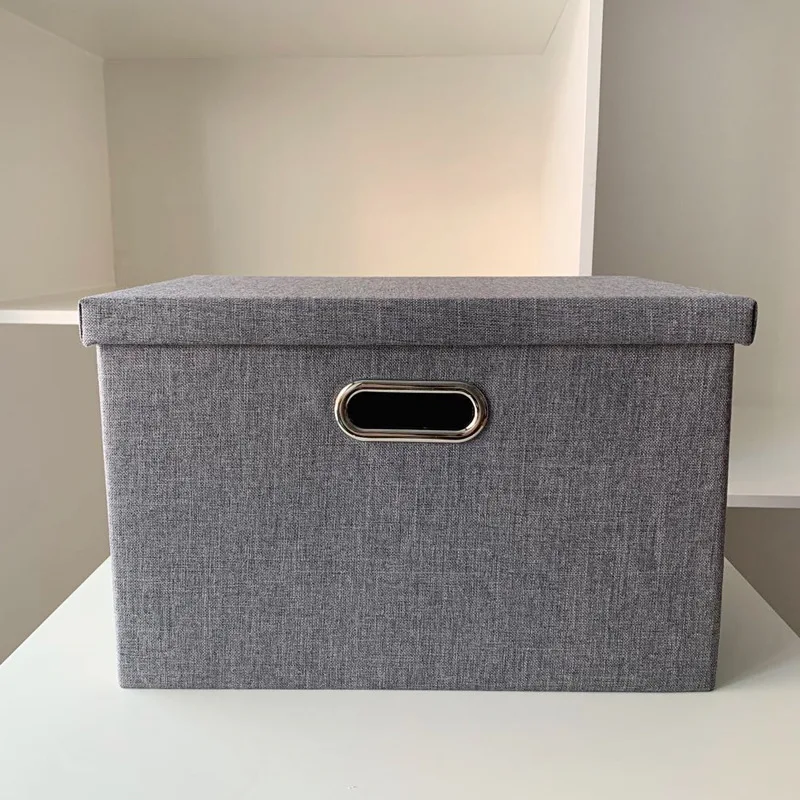 

Solid color foldable cloth storage box with cover for students books snacks sundries storage box wardrobe clothes organizer