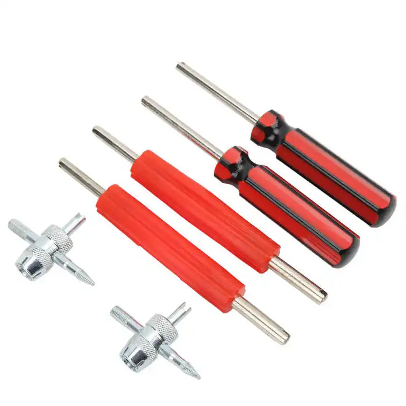 

Tire Valve Core Remover 4 Way Tire Valve Tool Multifunction Heavy Duty Repair Installer for Cars Trucks Motorcycles