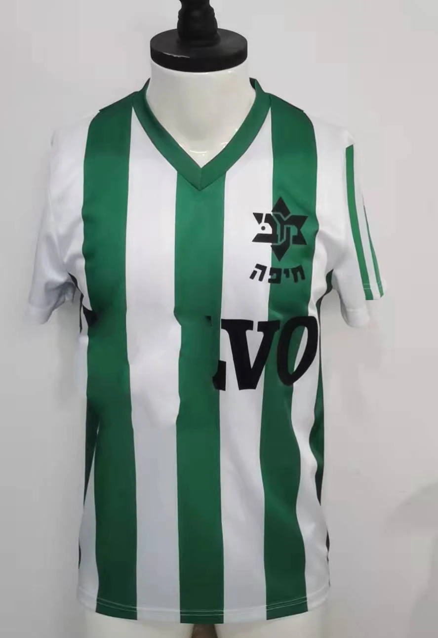 

Maccabi Haifa FC Jersey Retro Old White Green stripe