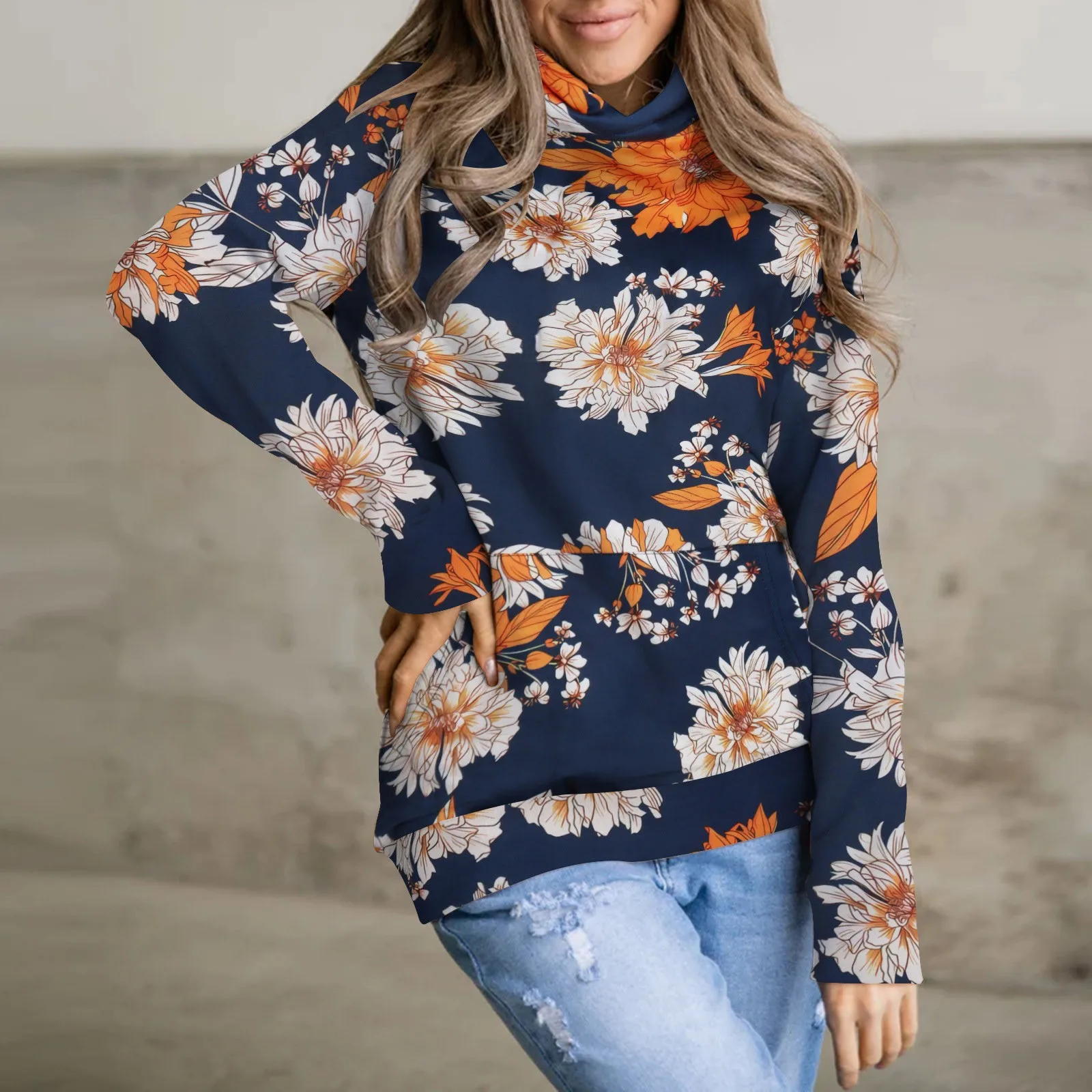 

Женский осенне-зимний Повседневный свободный свитер с высоким воротом и длинными рукавами, женские свитеры сверхдлинные