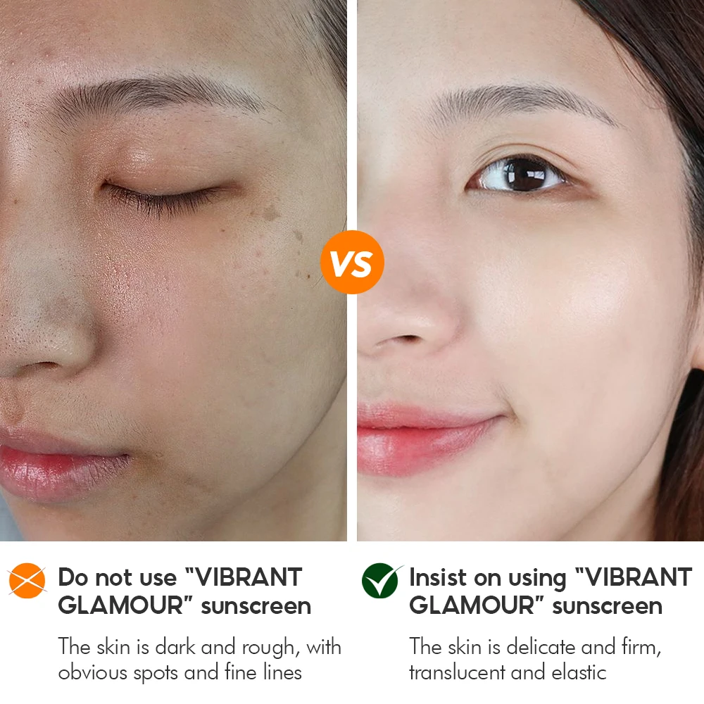 VIBRANT GLAMOUR Sunscrean Cream SPF50+ Anti-Aging Uv Whitening Brighten Moisturizing Body Protection Skin Repair Care 50g |