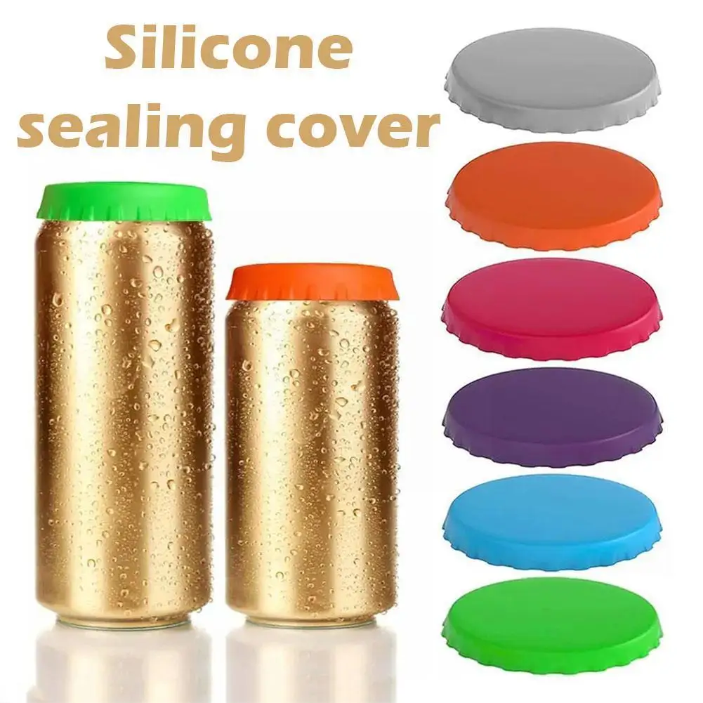 

New Reusable Beverage Can Covers Solid Color Beverage Silicone Lid Can Protectors Bottle Leak-proof Soda Sealing Cap Sealin G2O7