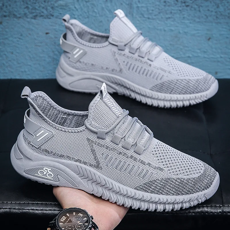 Flying Woven Men's Shoes 4 Seasons Breathable Sports Shoes for Men Lightweight Running Cloth Shoes Fashion Mans Casual Footwear