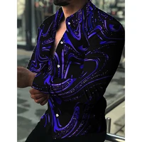 fashion luxury men shirts single breasted shirt casual purple turbulent print long sleeve tops mens clothing hawaii cardigan