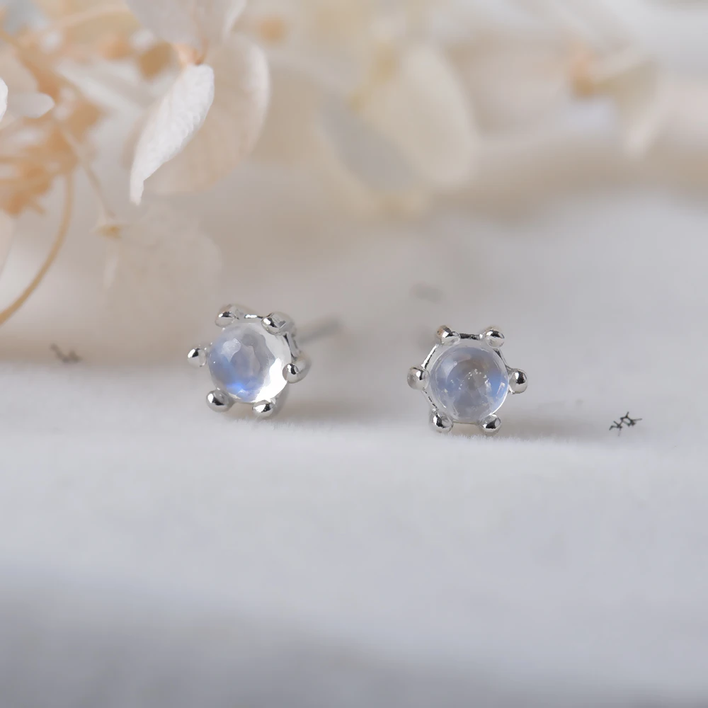 Серьги ITSMOS из натурального месячного камня в квадратной оправе из massiv серебра 925 пробы, 3 мм, минимализм, студы для женщин.