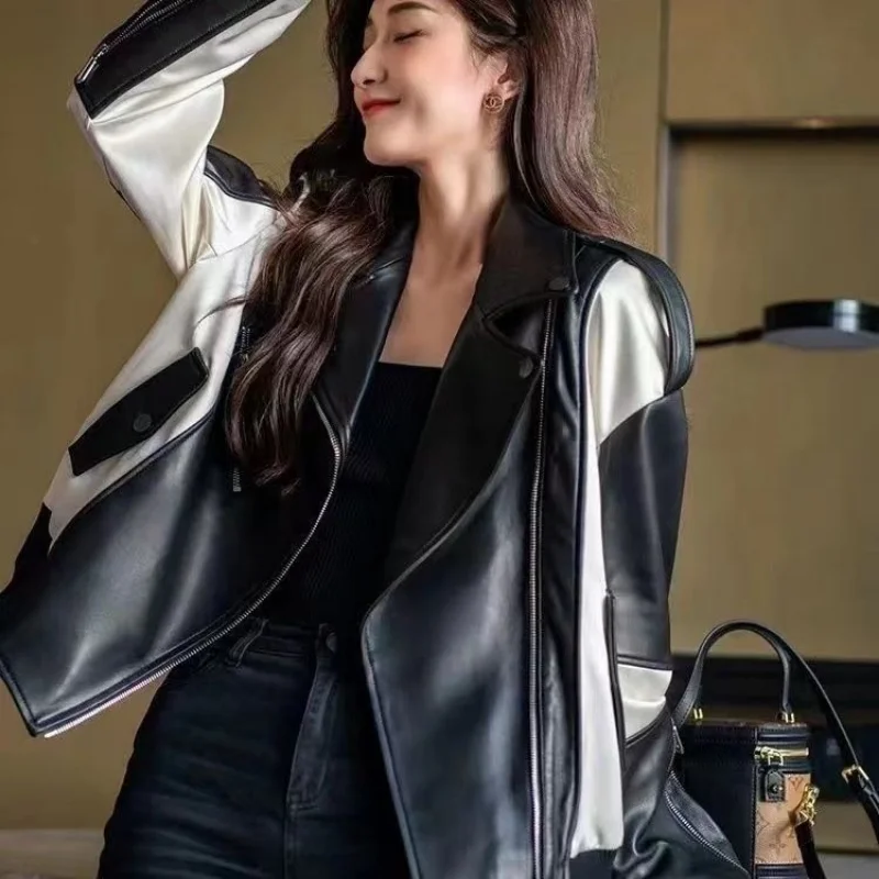 Autumn Winter Women Leather Jacket Streetwear Long Sleeve Zipper Windbreaker Retro Overcoat Korean Fashion Coat Casual Loose