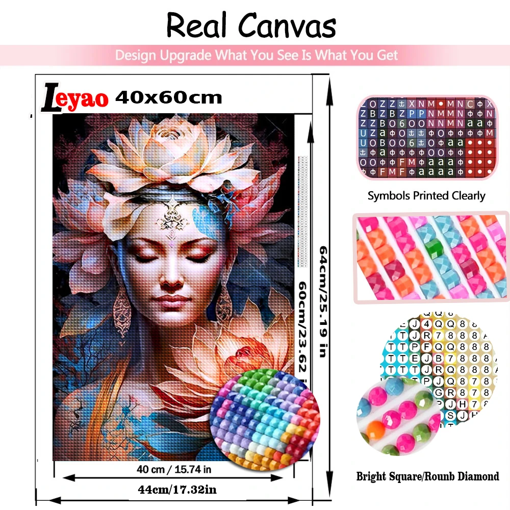 5d Diy Алмазная картина Лотос Элегантный и красивый Женский Будда Полный