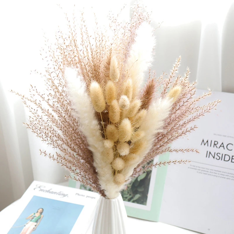 

45/Pcs Natural Dried Flower Pampas Bouquet Wedding Party Wedding Dress Decoration Pure Plant Reed Flower Living Room Ornament