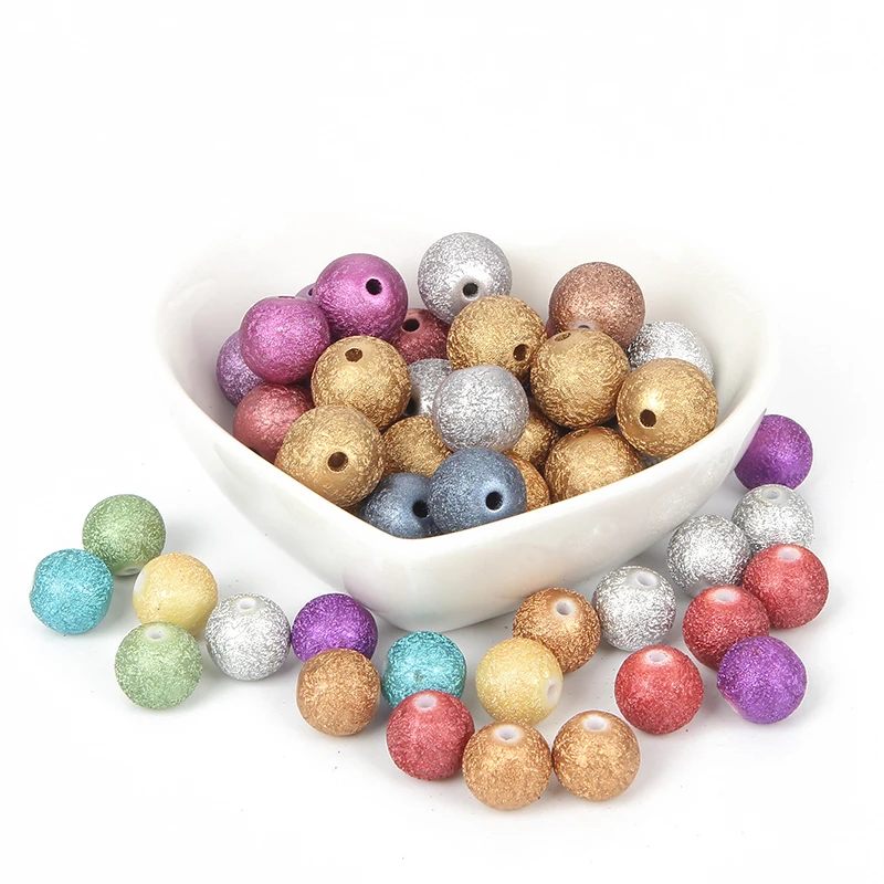 

8mm 10mm 12mm Round Wrinkle Acrylic Beads Candy Mixed Color 100pcs 50pcs DIY for Making Jewelry Necklace Bracelets Accessories